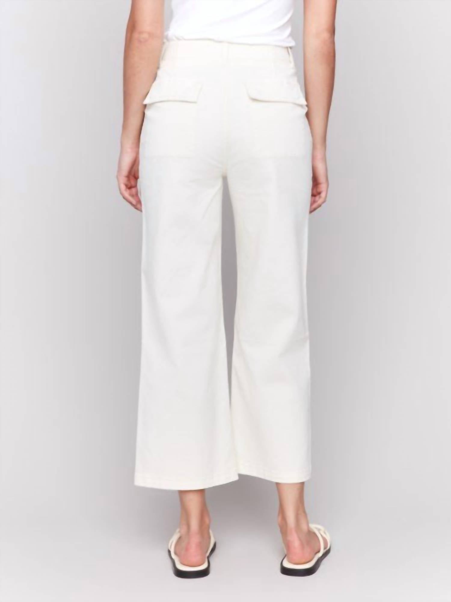 Charlie B - Cropped Utility Pocket Twill Pants - clothing - cotton - pants