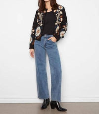 Charlie B - Embroidered Cotton Open Front Jacket