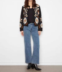 Charlie B - Embroidered Cotton Open Front Jacket