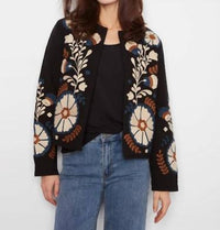 Charlie B - Embroidered Cotton Open Front Jacket