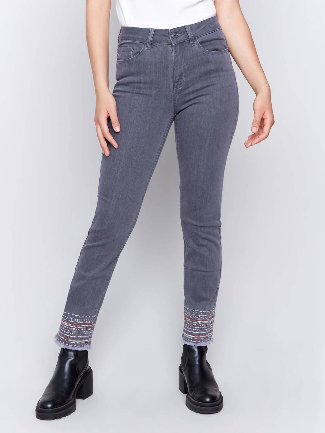 Charlie B - Embroidered Hem Jeans