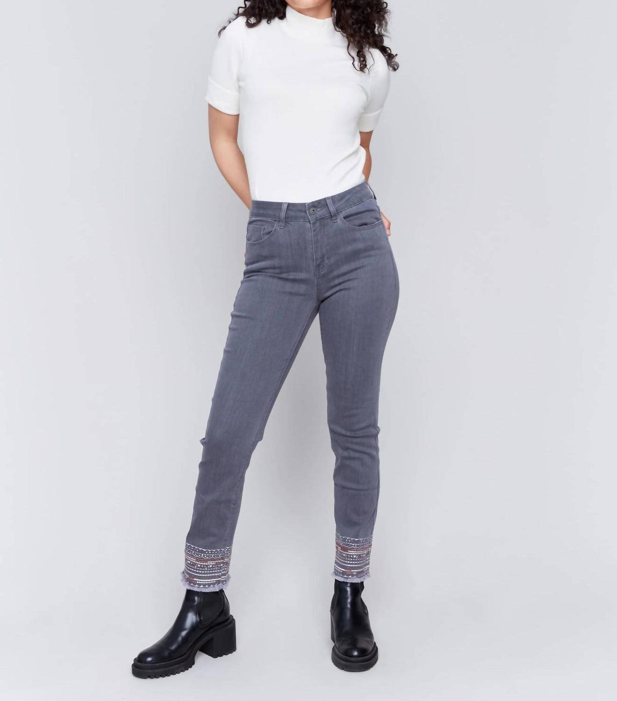 Charlie B - Embroidered Hem Jeans