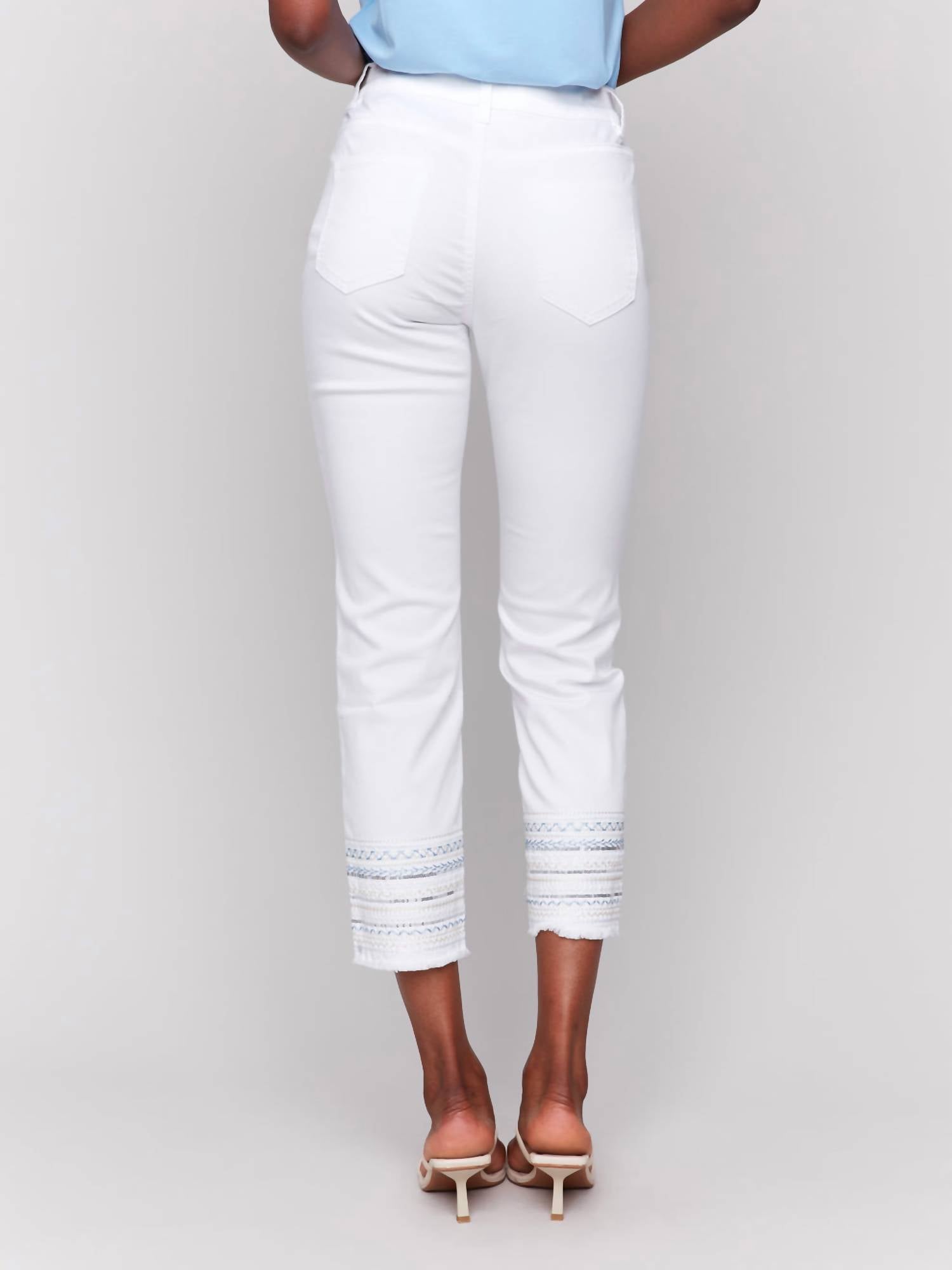 Charlie B - Embroidered Hem Slim Jeans - clothing - cotton - blend - jeans