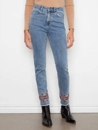 Charlie B - Embroidered Hem Slim Leg Jeans