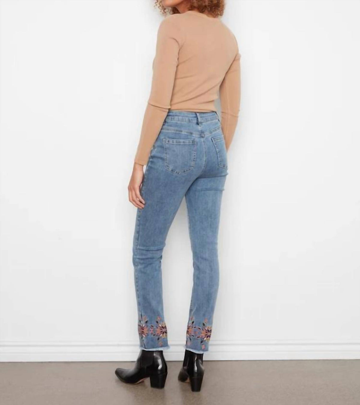 Charlie B - Embroidered Hem Slim Leg Jeans