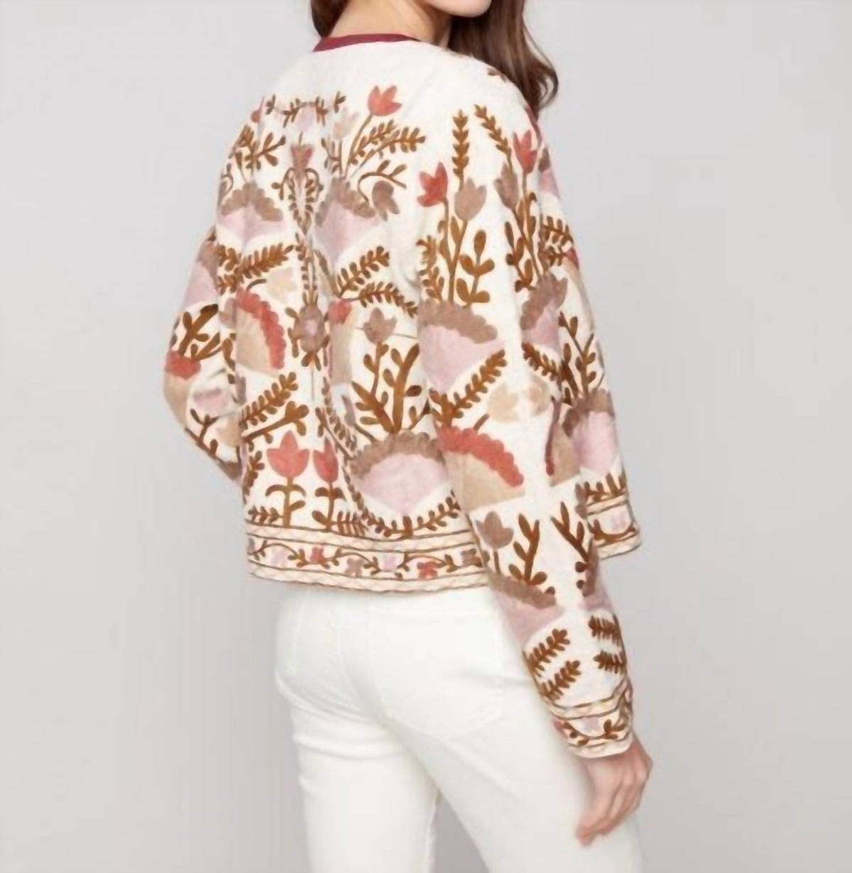 Charlie B - Embroidered Open Front Jacket