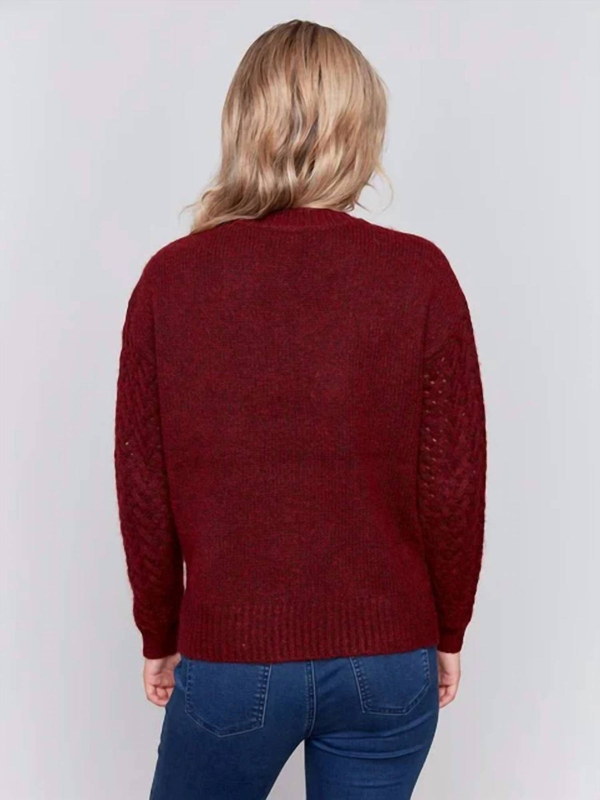 Charlie B - Fishnet Sleeve Sweater