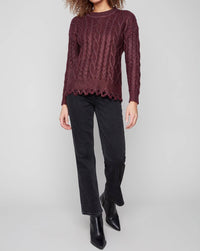 Charlie B - Foiled Cable Knit Long Sleeve Top