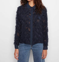 Charlie B - Fringe Chiffon Button-front Blouse