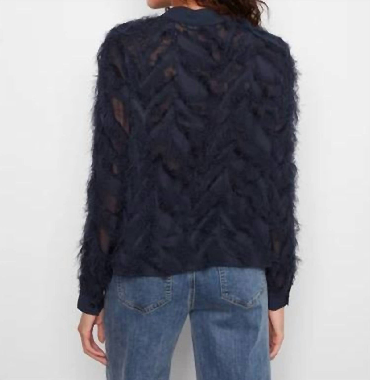 Charlie B - Fringe Chiffon Button-front Blouse