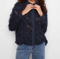 Charlie B - Fringe Chiffon Button-front Blouse
