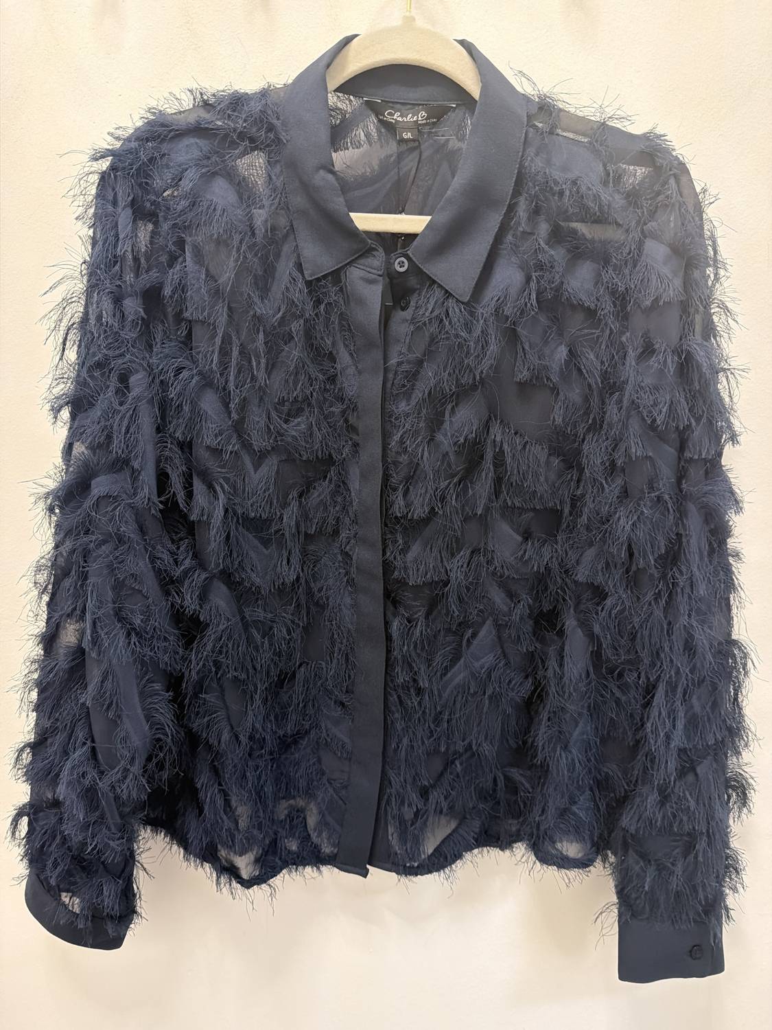Charlie B - Fringe Chiffon Button-front Blouse