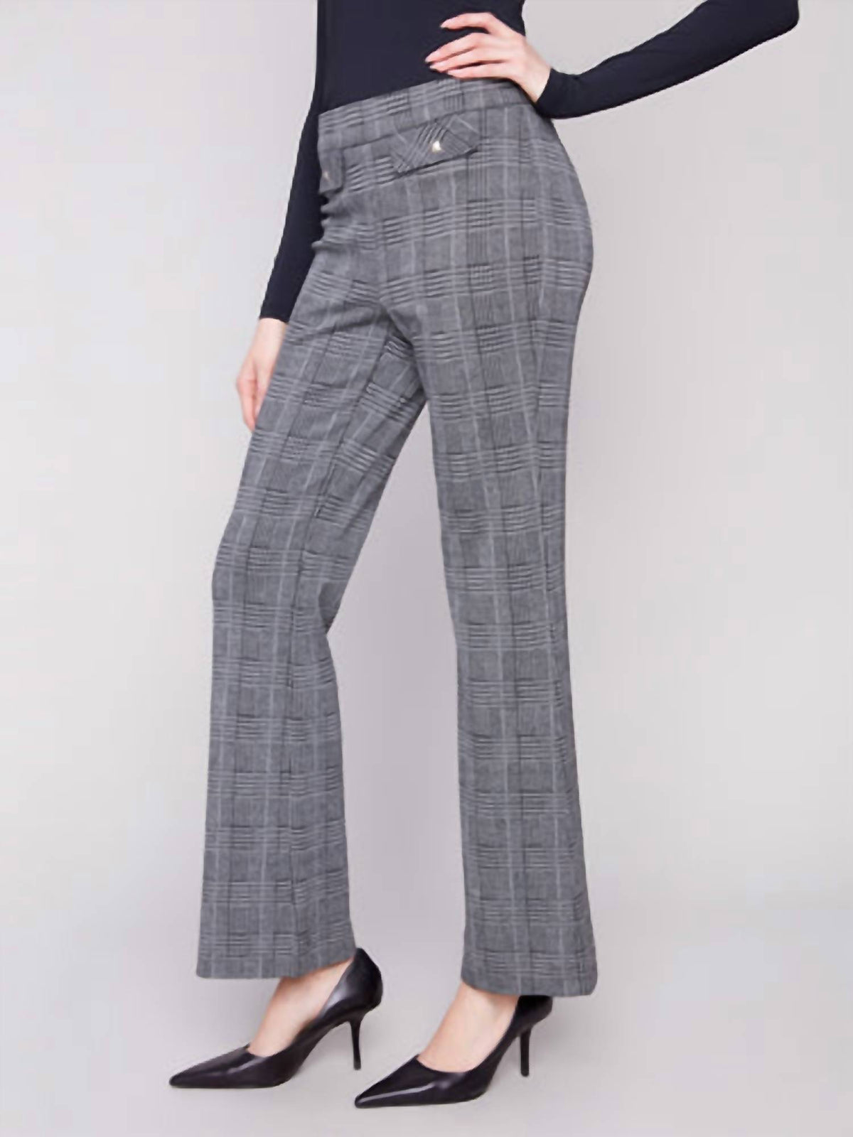 Charlie B - Glen Plaid Flare Pants