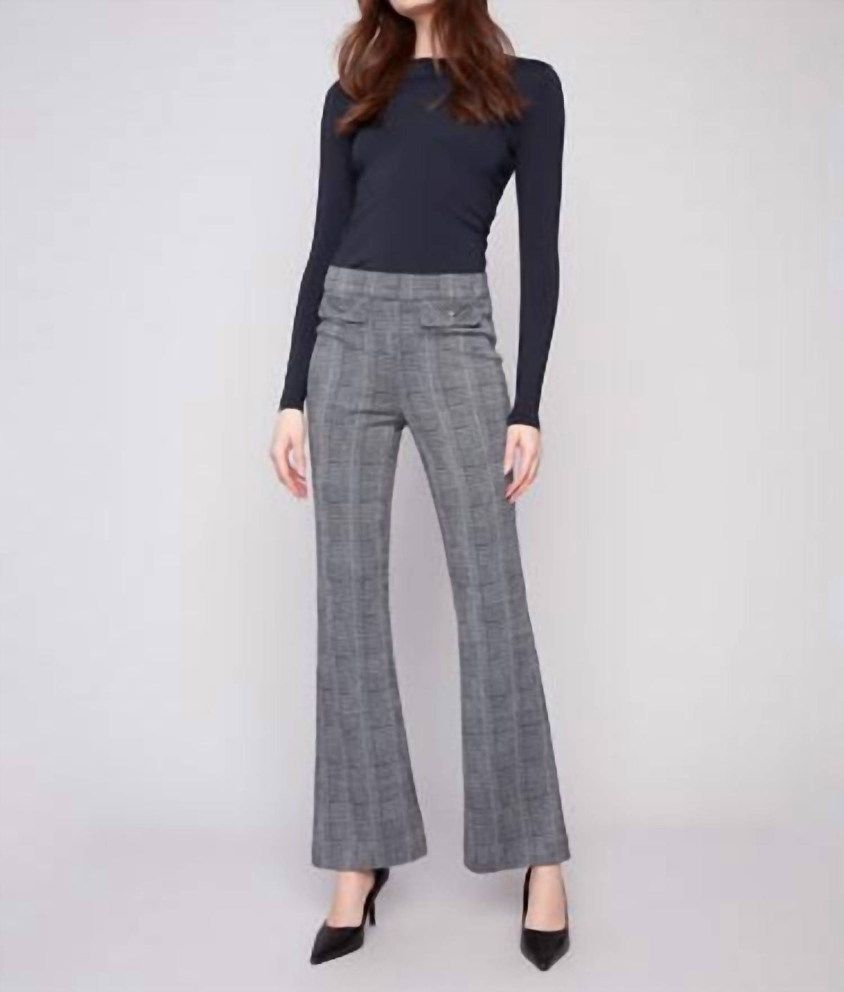Charlie B - Glen Plaid Flare Pants