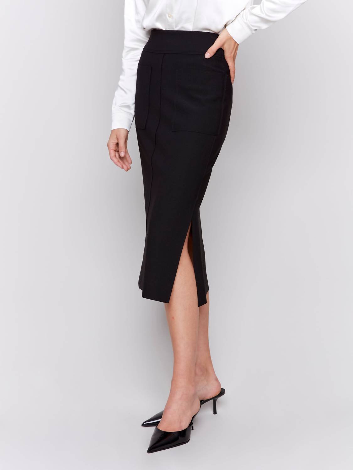 Charlie B - Gutsy Crepe Knee Length Skirt - blue - clothing - knee - length - skirts