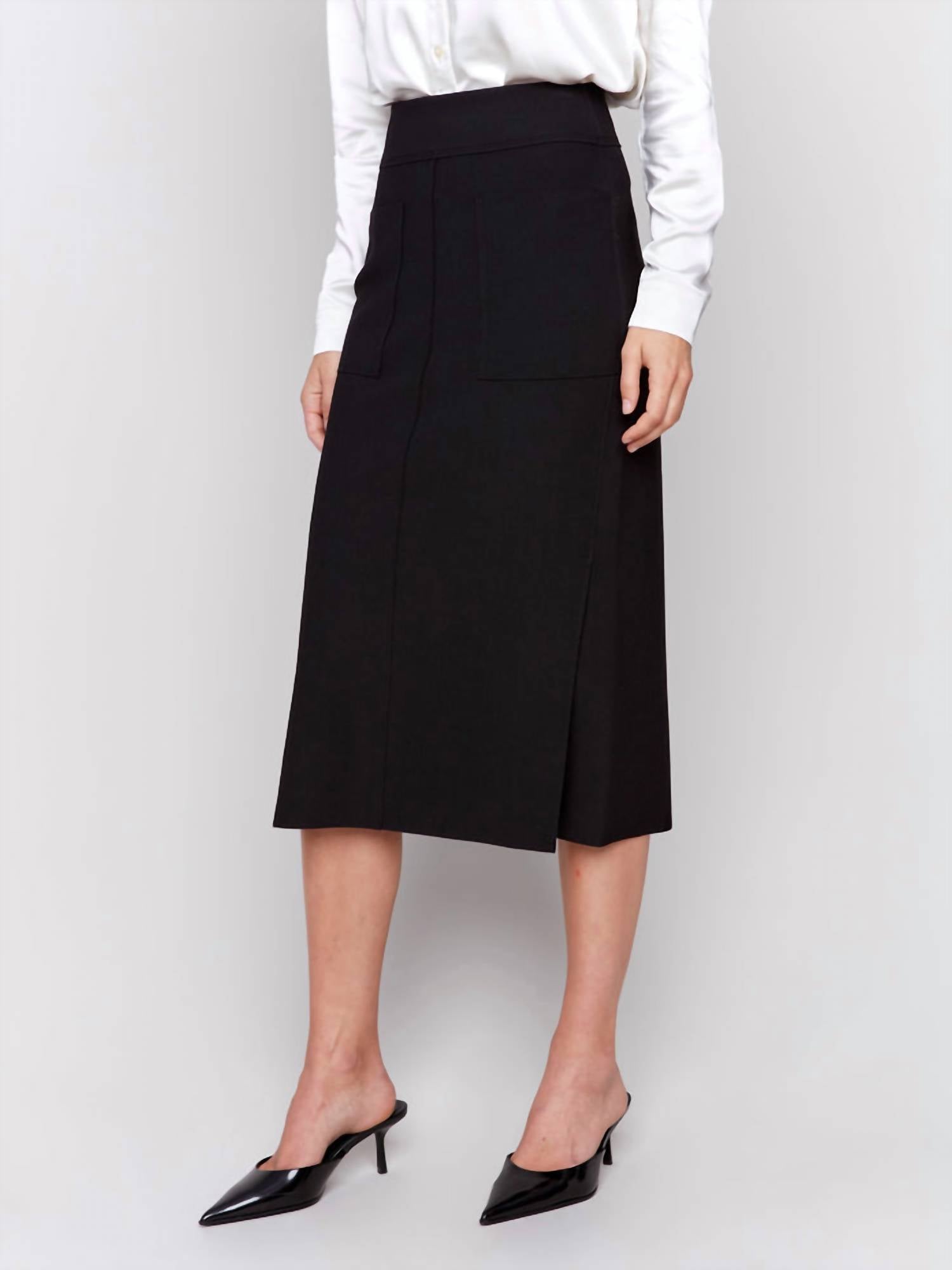 Charlie B - Gutsy Crepe Knee Length Skirt - blue - clothing - knee - length - skirts