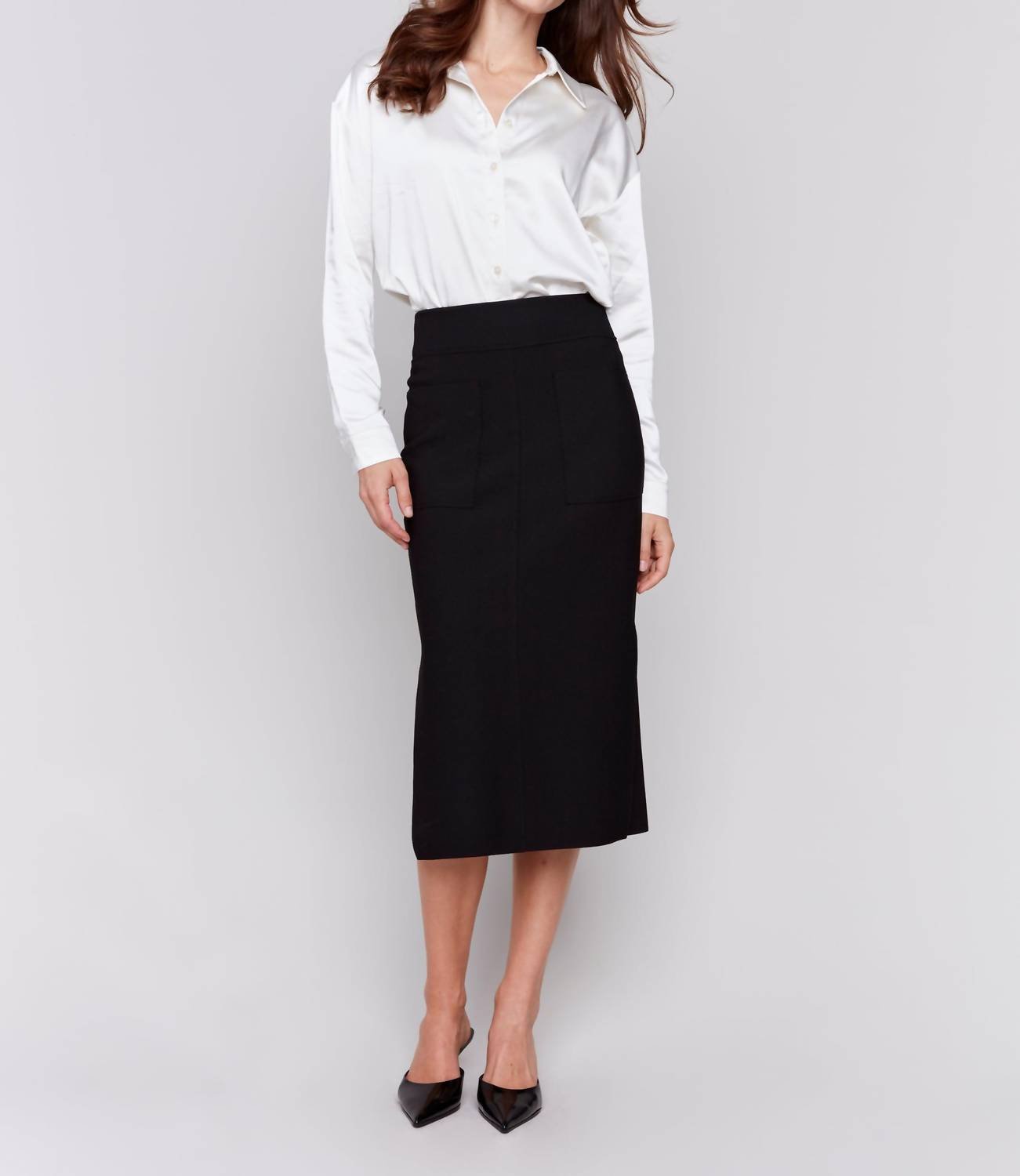 Charlie B - Gutsy Crepe Knee Length Skirt - blue - clothing - knee - length - skirts
