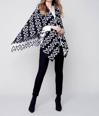 Charlie B - Heart Jacquard Reversible Cape
