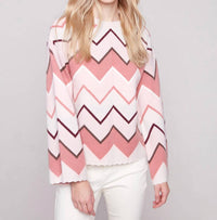 Charlie B - Jacquard Bell Sleeve Sweater