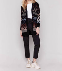 Charlie B - Long Ombre Button - down Cardigan - black - cardigans - clothing