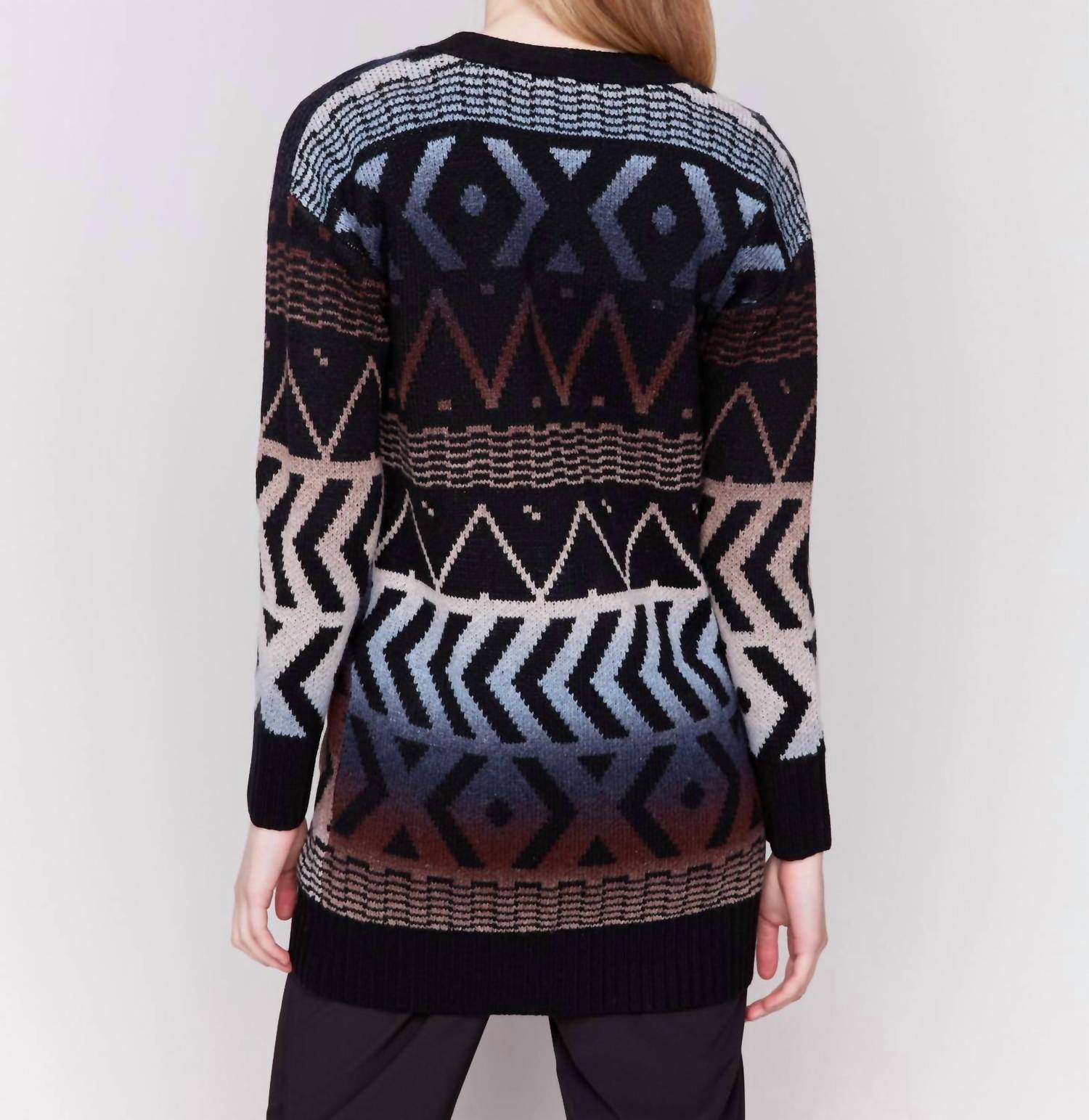 Charlie B - Long Ombre Button - down Cardigan - black - cardigans - clothing
