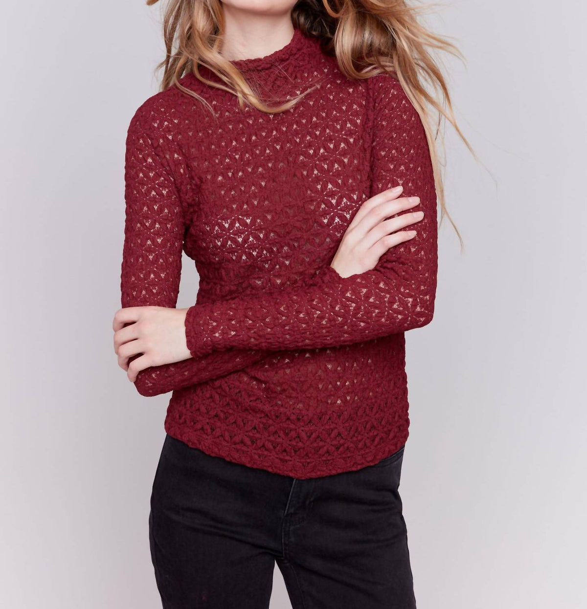 Charlie B - Long Sleeve Mock Neck Top