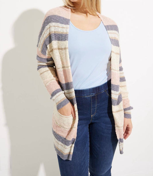 Charlie B - Long Sleeve Striped Cardigan - beige - cardigans - clothing