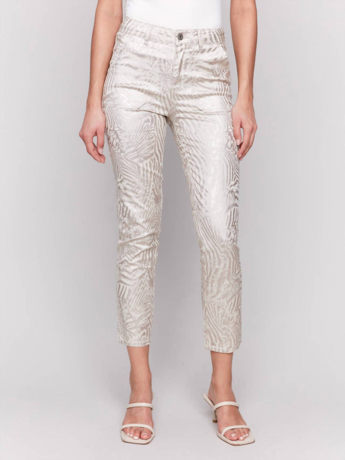 Charlie B - Metallic Print Twill Pants