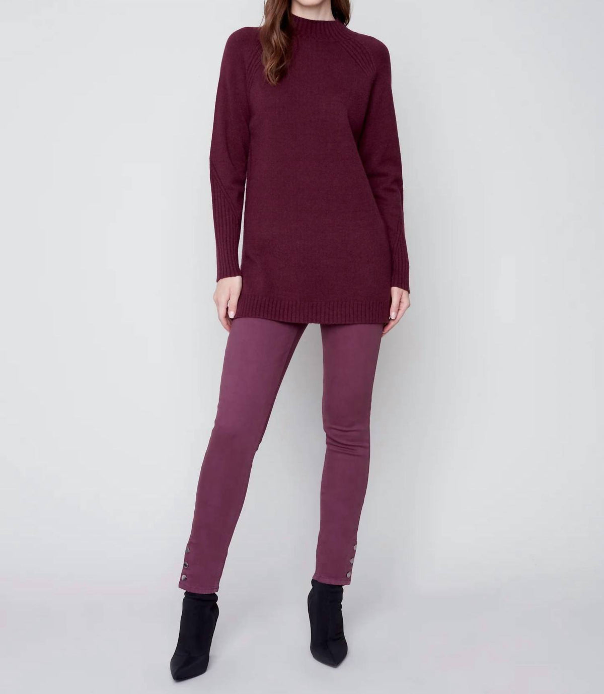 Charlie B - Mock Neck Tunic Sweater