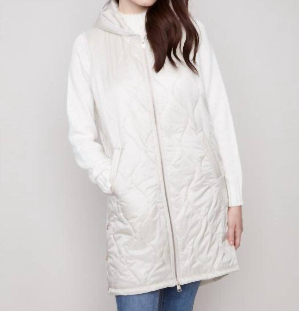 Charlie B - Pearlized Long Hooded Vest