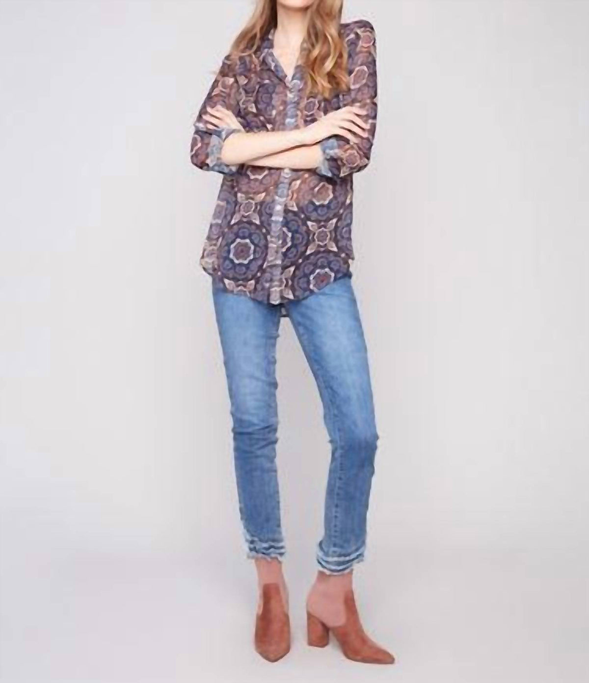Charlie B - Printed Button-up Blouse