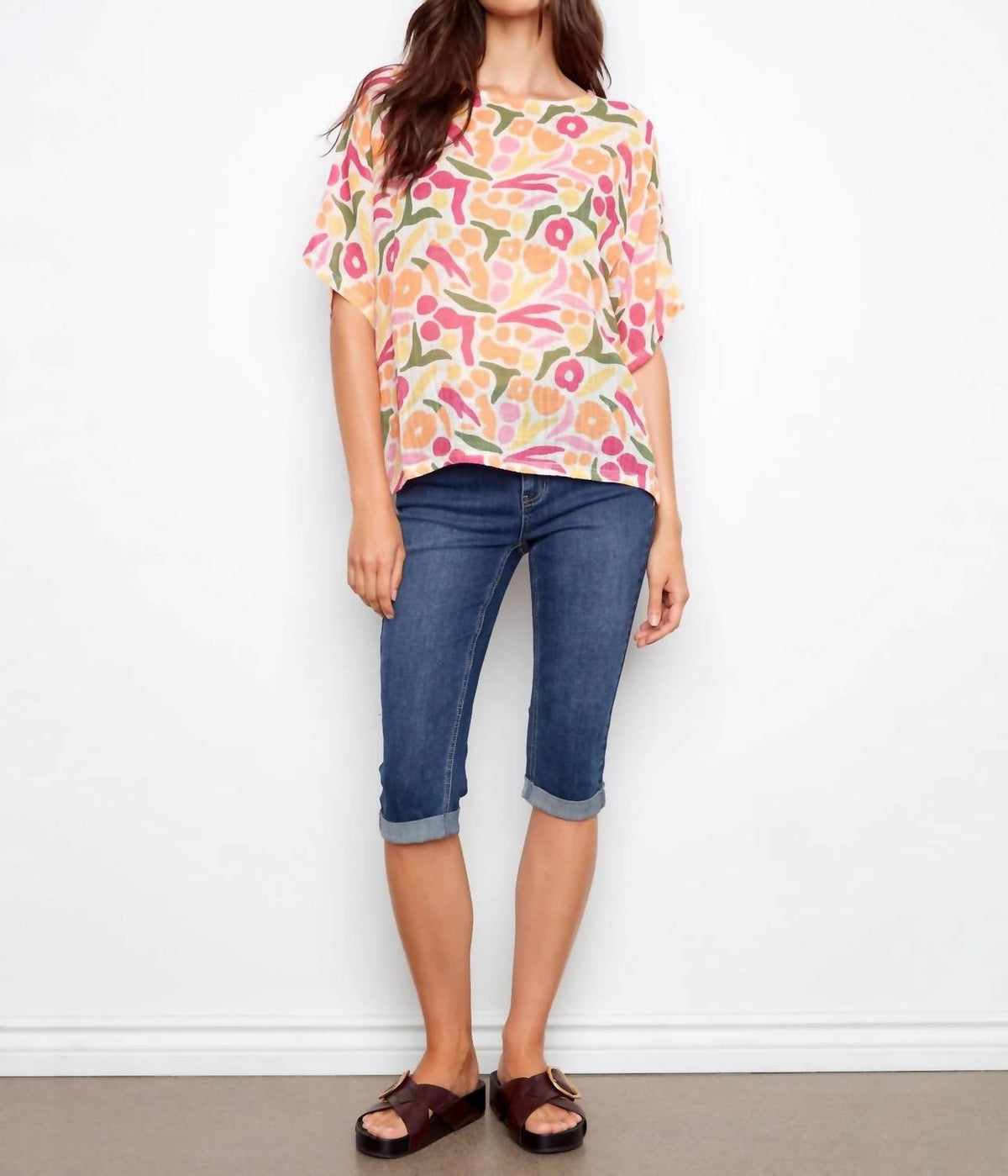 Charlie B - Printed Dolman Cotton Blouse