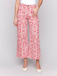 Charlie B - Printed Flare Pants With Patch Pockets