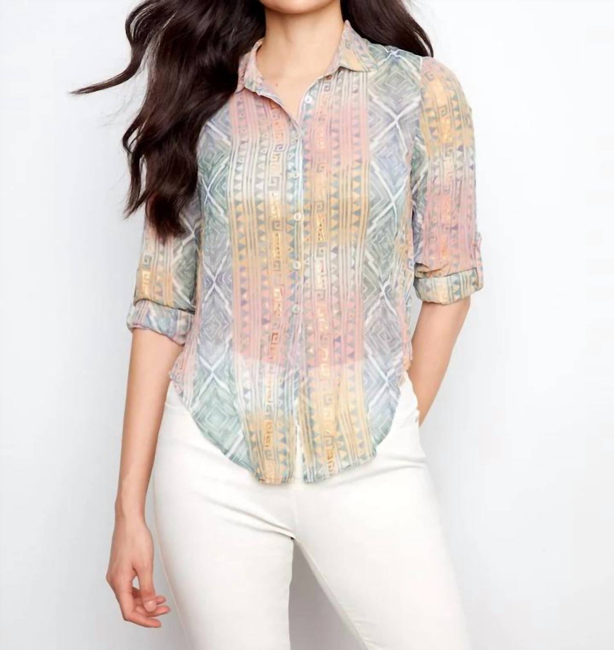 Charlie B - Printed Foil Blouse