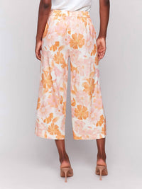 Charlie B - Printed Linen Blend Cropped Pull-on Pants