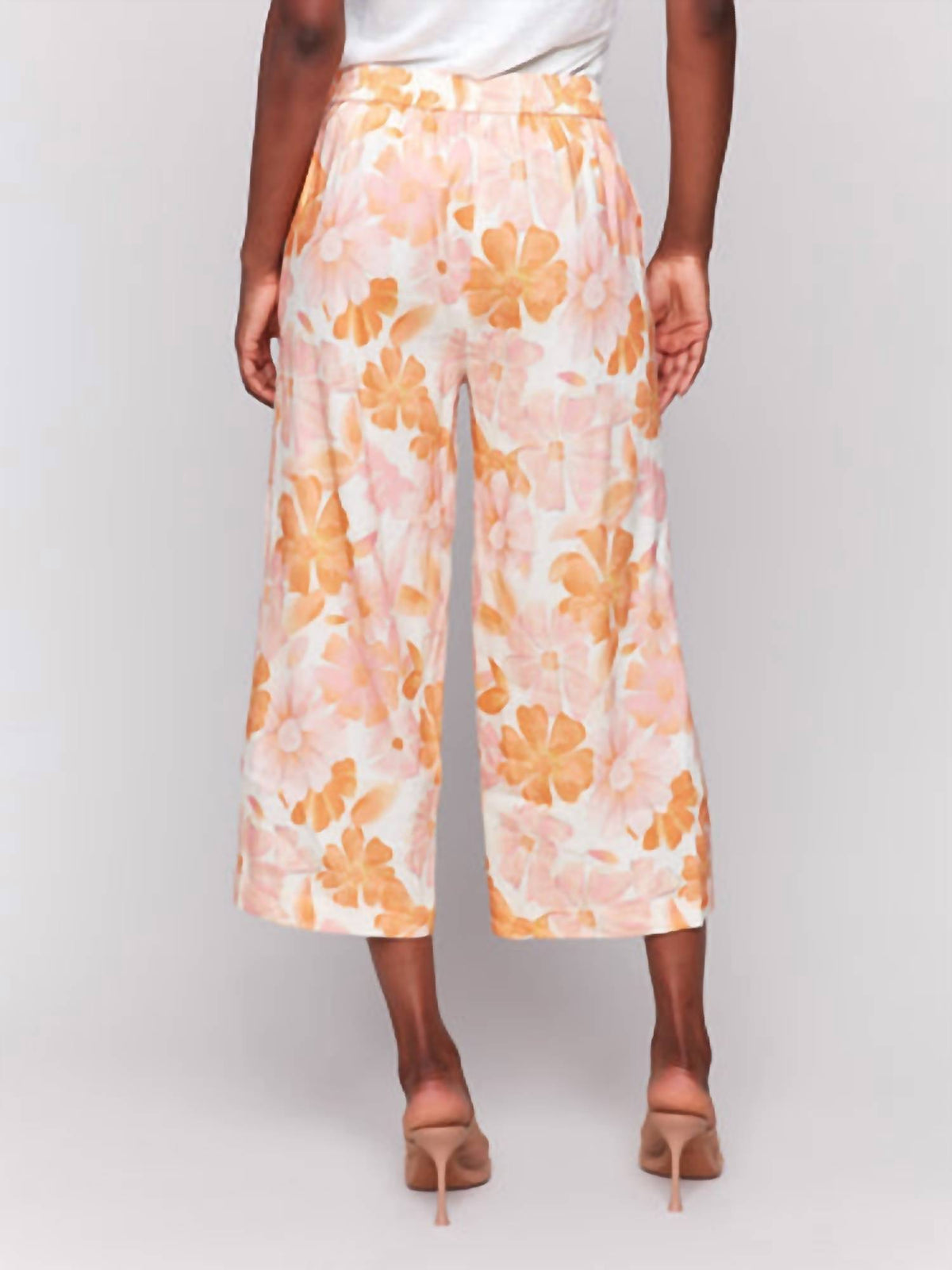 Charlie B - Printed Linen Blend Cropped Pull-on Pants