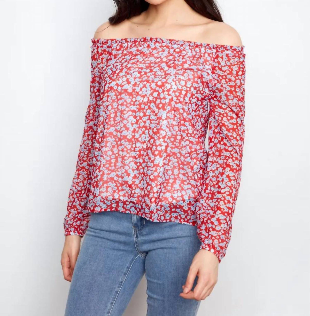 Charlie B - Printed Off Shoulder Blouse