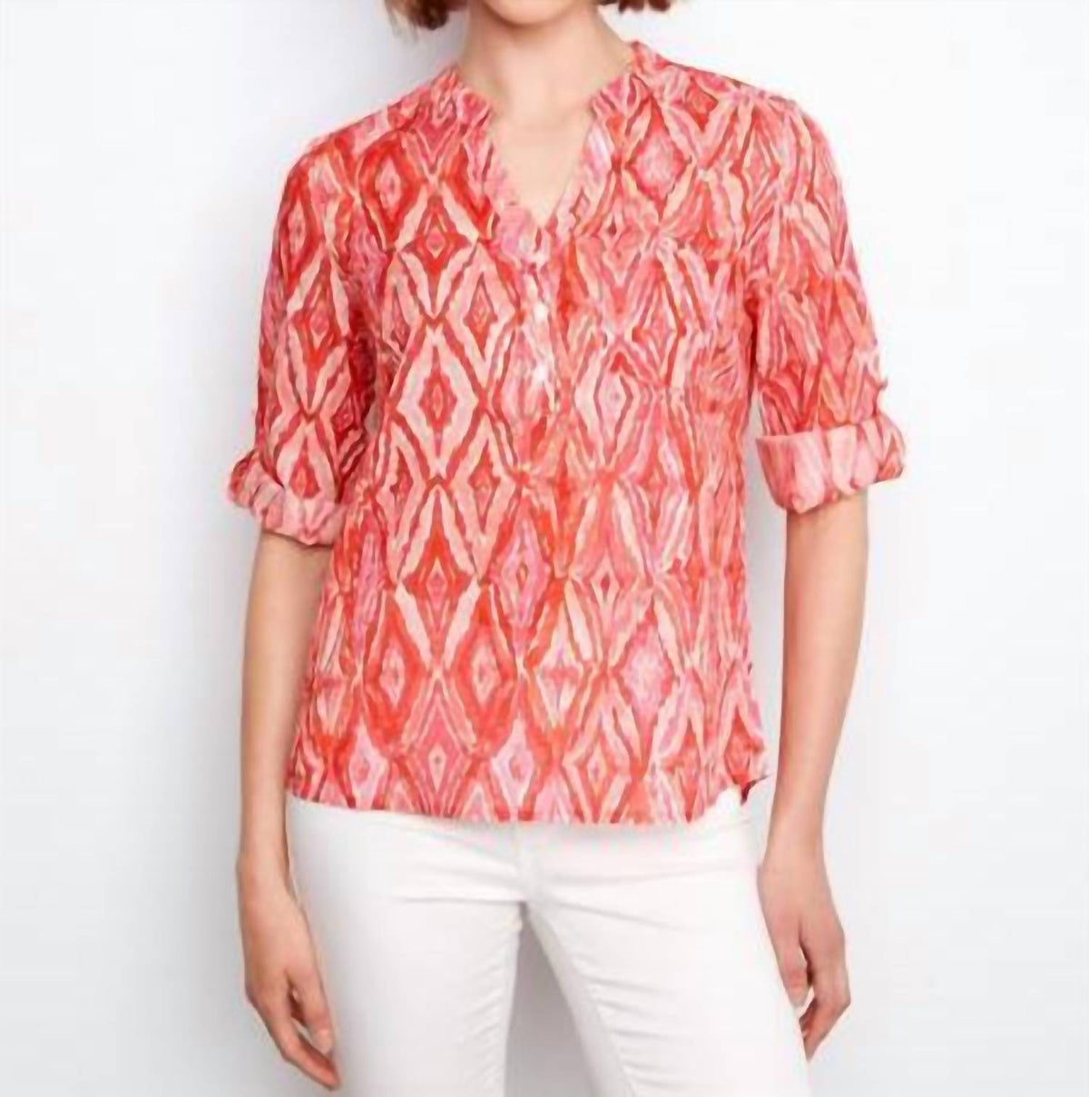 Charlie B - Printed Roll Up Sleeve Blouse