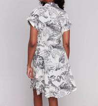 Charlie B - Printed Short Sleeve Dress - black - clothing - dresses