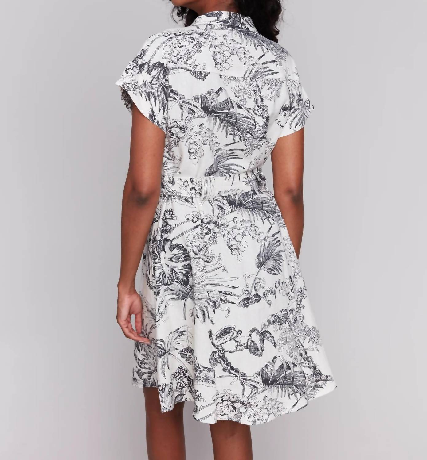 Charlie B - Printed Short Sleeve Dress - black - clothing - dresses