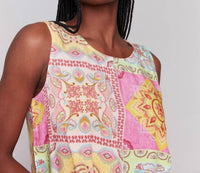 Charlie B - Printed Viscose Sleeveless Top - blouses - clothing - geometric