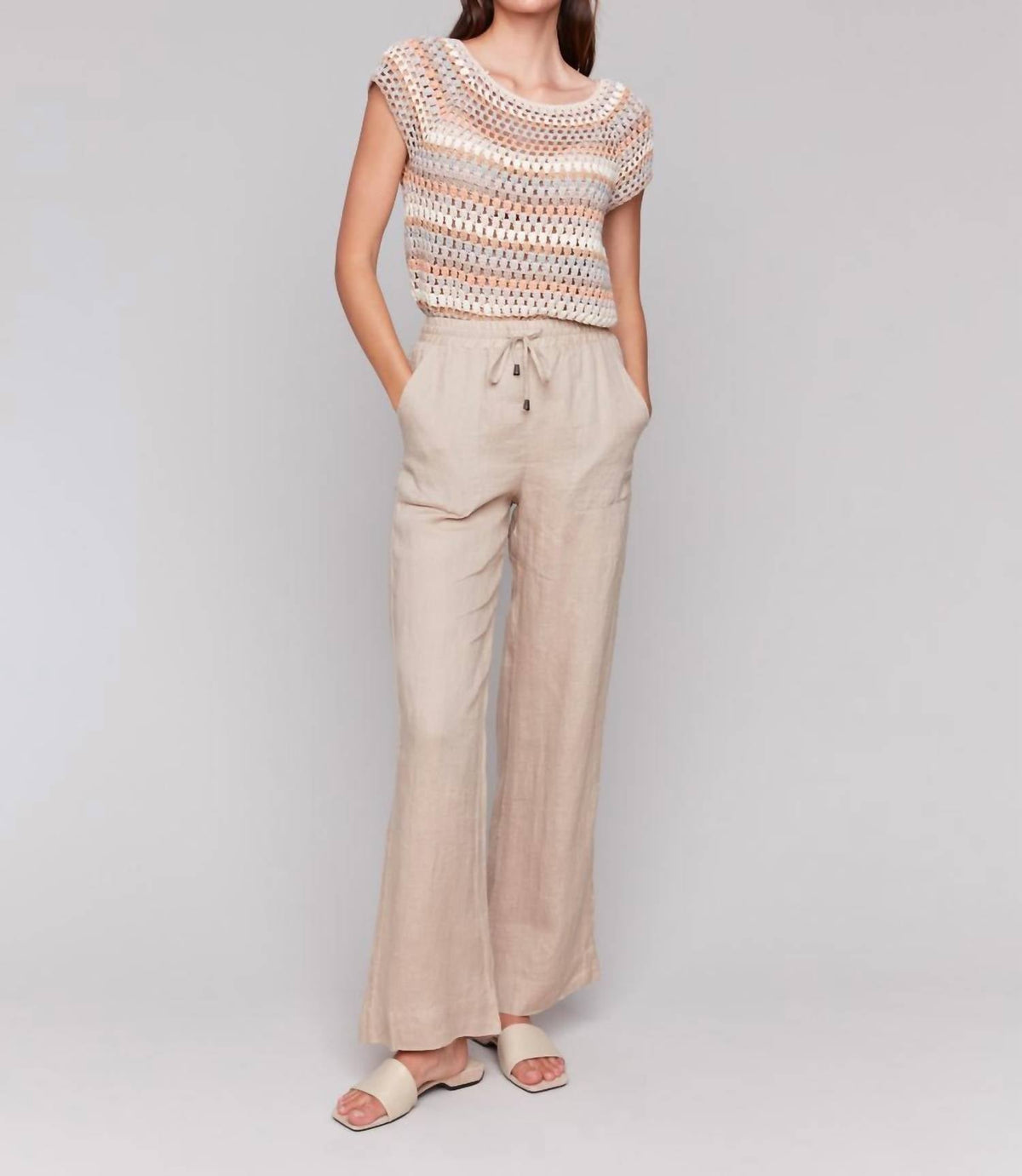 Charlie B - Women's Pull-on Linen Blend Wide Leg Pants