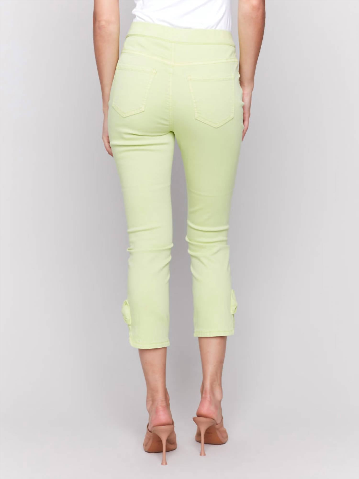 Charlie B - Pull - on Twill Pants With Bow Detail - ankle - clothing - cotton - blend