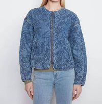 Charlie B - Quilted Denim Bomber Jacket