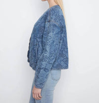 Charlie B - Quilted Denim Bomber Jacket