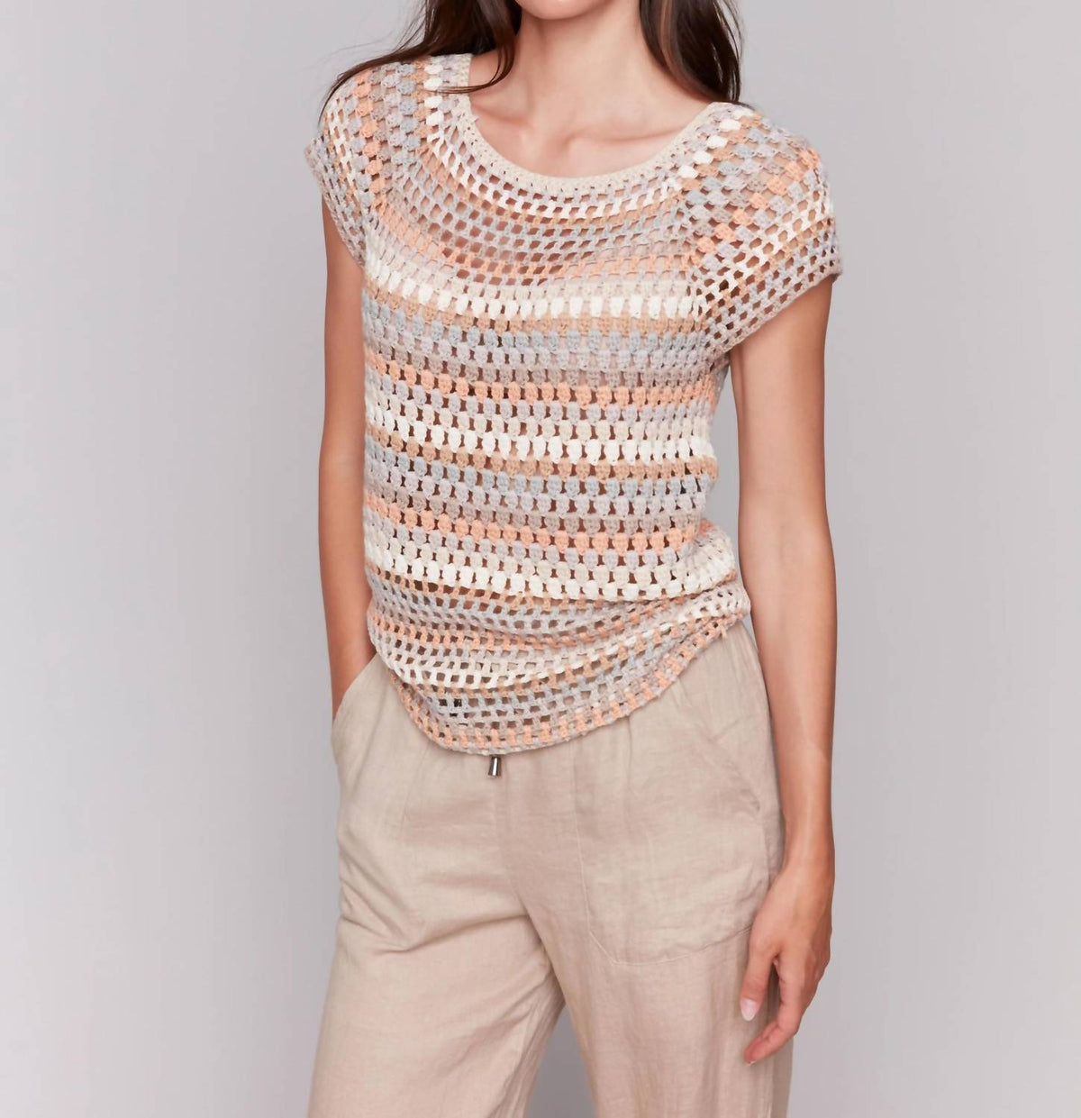 Charlie B - Raglan Crochet Cap Sleeve Top