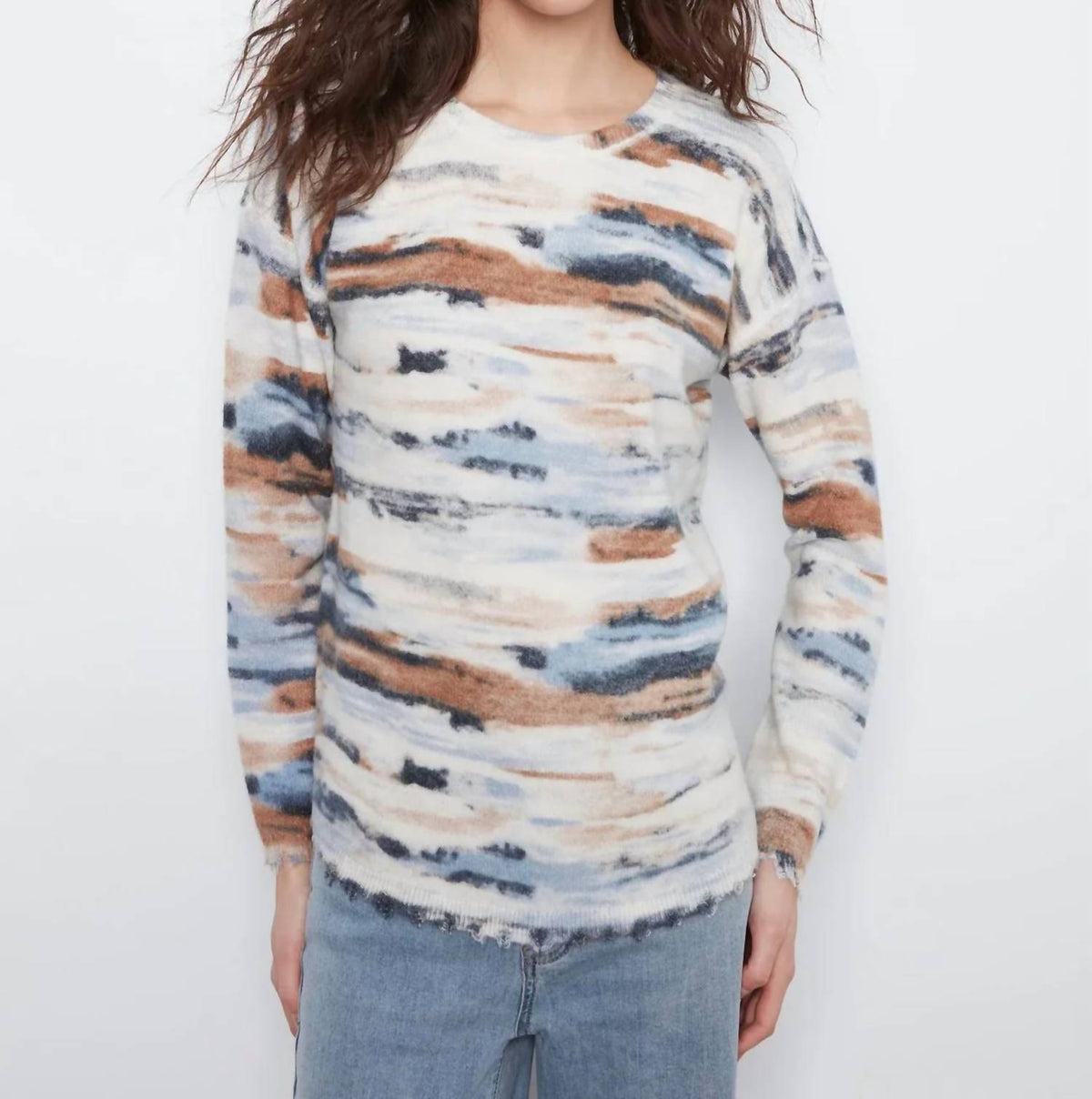 Charlie B - Reversible Drop Shoulder Printed Crew Neck Sweater