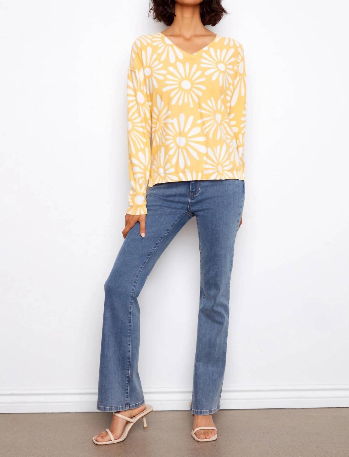 Charlie B - Reversible Printed V-Neck Sweater