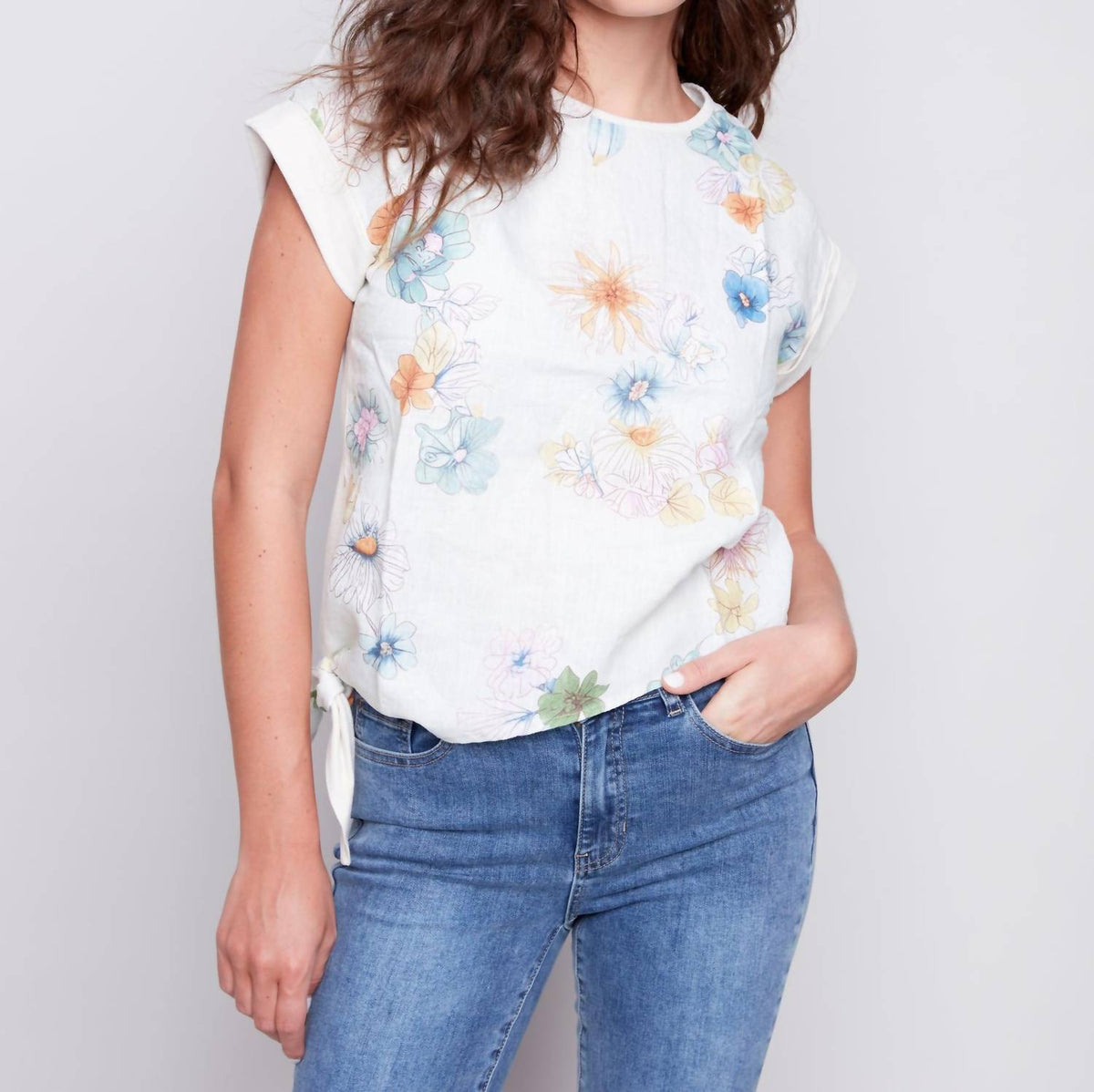Charlie B - Round Neck Front Tie T-shirt