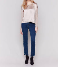 Charlie B - Shimmer Satin Front Top - beige - clothing - shirts